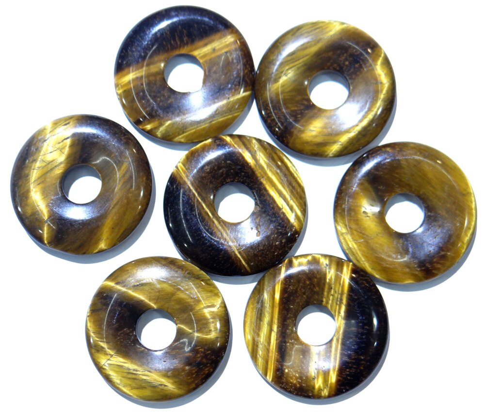 35mm natural stone Striped agates Quartz crystal tiger eye donut charm pendant for diy jewelry making necklace Accessories 1pcs: NO.14