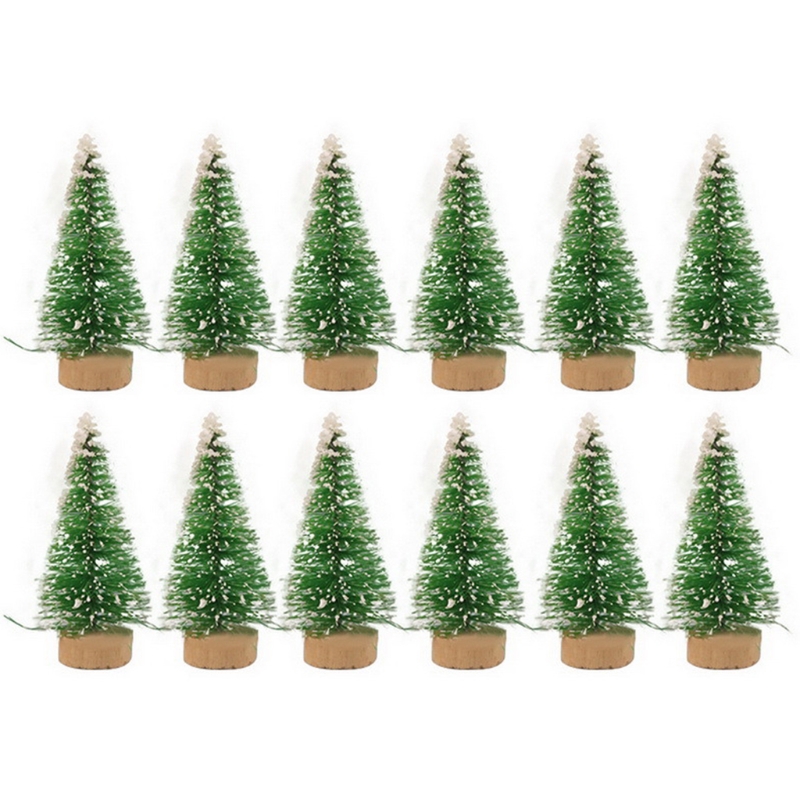 Xxfa 12 Stuks Mini Kerstboom Grenen Bomen Diy Kerstversiering Voor Thuis Tafel: Grass green