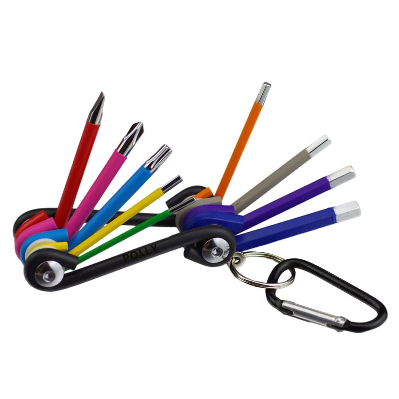 Jeu de clés Allen à embout sphérique, couleur codée, couple Long métrique avec manche, outils à main, accessoires de vélo 1.5-10mm: Folding hexagon