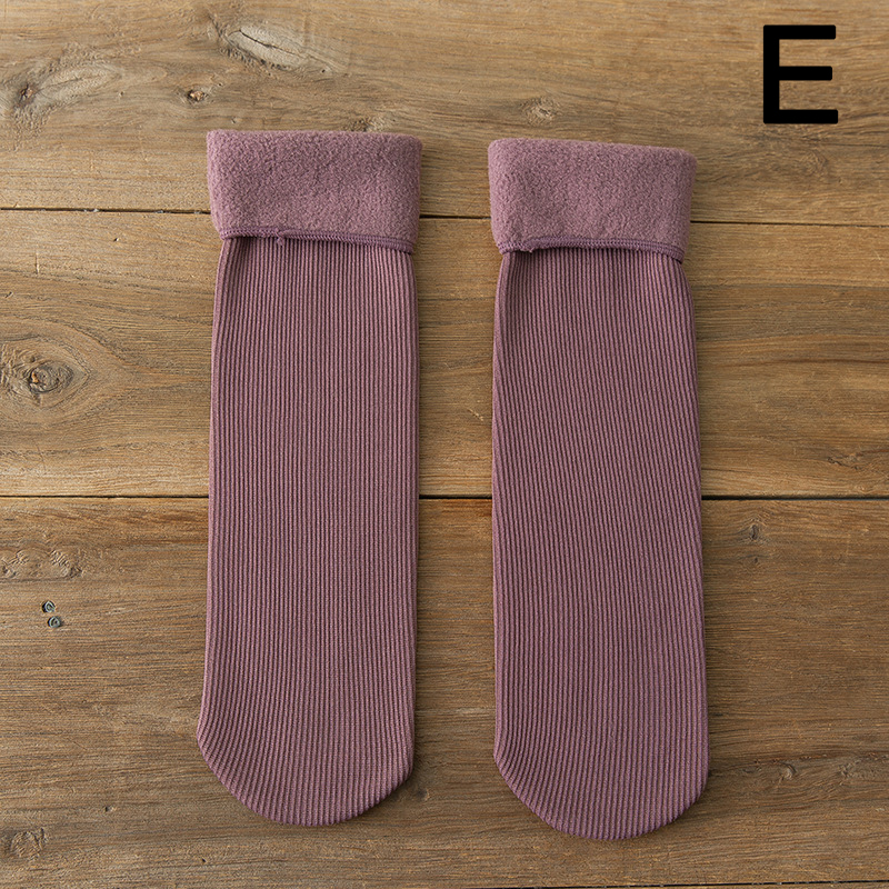 Calcetines térmicos gruesos de felpa para hombre y mujer, medias de terciopelo de Color sólido, para la nieve, para Otoño e Invierno: E