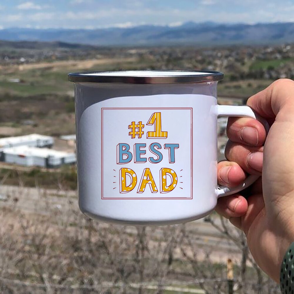 Daddy Behoeften Een Bier Creatief Emaille Koffie Mokken Home Party Grappig Bier Drinken Sap Cacao Cups Reizen Camping Mok Vader dag: XH2956-A015WH-8