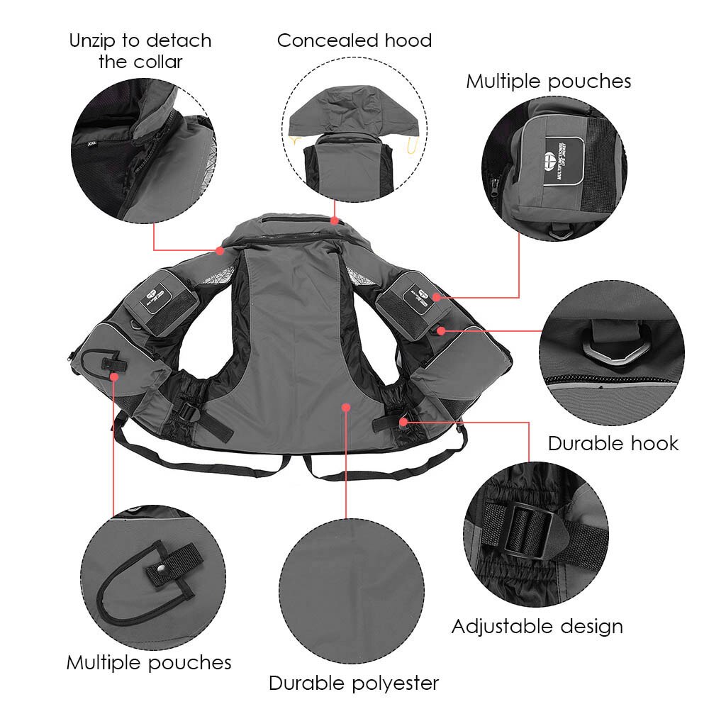 L-XXL Life Jacket Vest Fishing Polyester Adult Safety Life Jacket Survival Life Vest Swimming Boating Drifting
