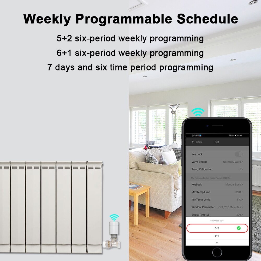 Zigbee – actionneur de Thermostat, régulateur de température Programmable avec fonction d'ouverture de fenêtre à économie d'énergie