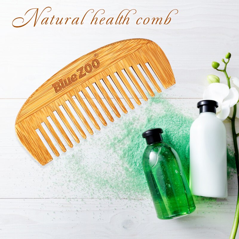Nan-peine de media luna de bambú para cabello, cepillo para pelo rizado portátil, masaje antiestático, para evitar enredos, barba seca o húmeda, 3 uds.