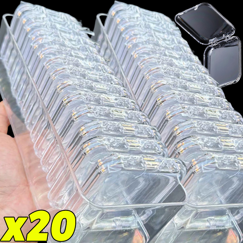 Caja de almacenamiento de joyería transparente, contenedor cuadrado acrílico portátil, pendientes, anillos, pulsera, insignia, estuche de embalaje para uñas, 20/1 Uds.