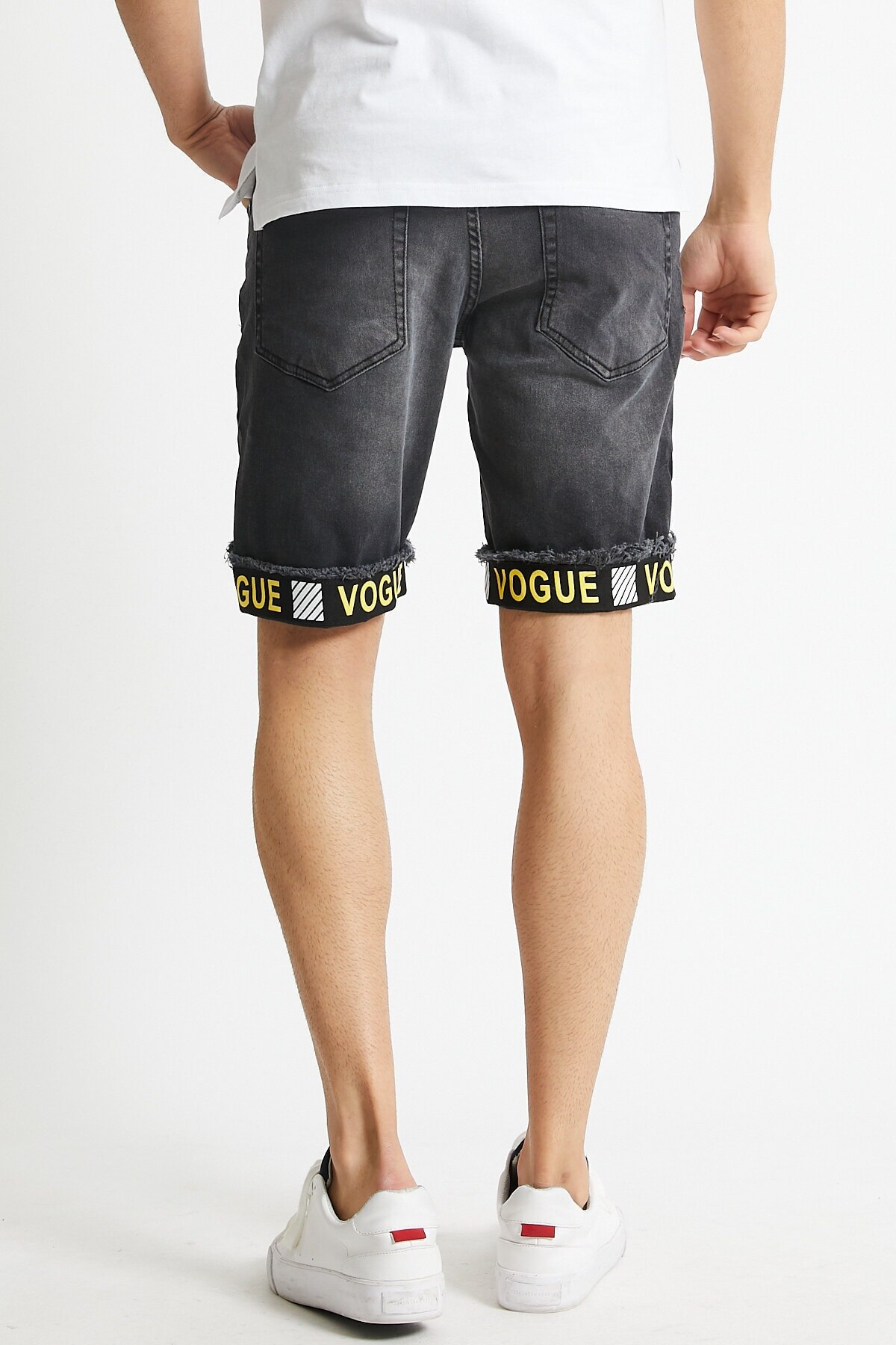 Denim republic heren zwarte gescheurde gedetailleerde shorts jeans capri & bermuda heren gescheurde losse rechte jeans korte hiphop