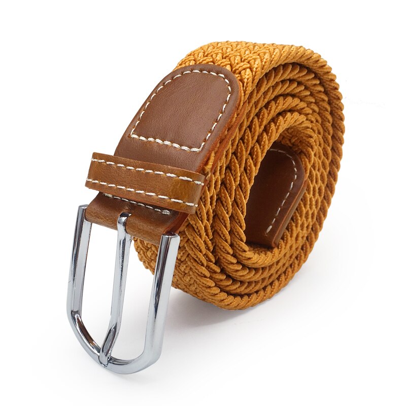 Mannen Elastische Stretch Taille Riem Zwart Canvas Gevlochten Kleine Elasticiteit Geweven Lederen Riem Brede Metal Stretch Riem Voor mannen