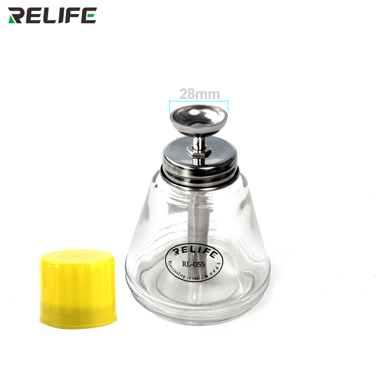 RELIFE-botella de vidrio solvente, RL-055, tubo de succión de Metal, tipo de prensado, botella de agua automática, botella de Alcohol con núcleo de cobre