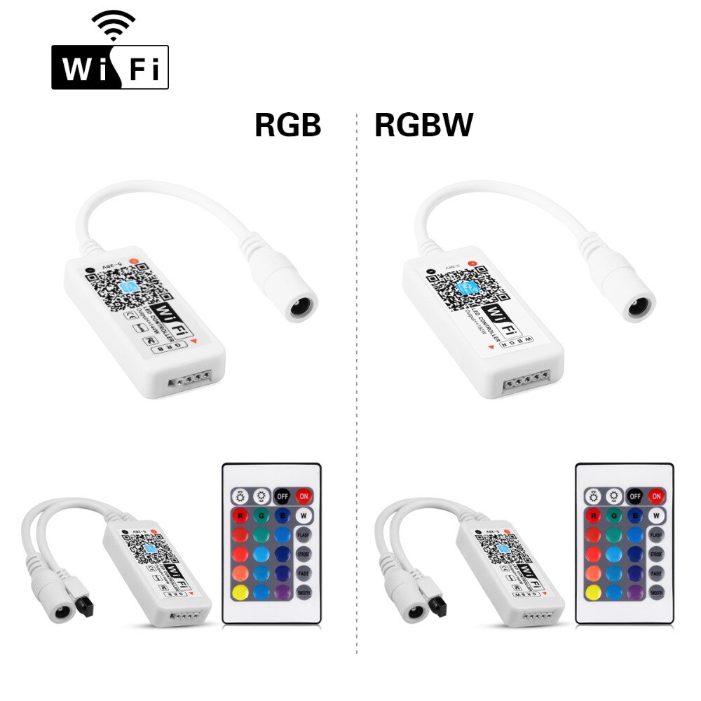 Magic home wifi bluetooth led rgbw / rgb controller  dc 5v 12v 24v android ios app 24 -toetsen ir-afstandsbediening controller voor ledstripverlichting