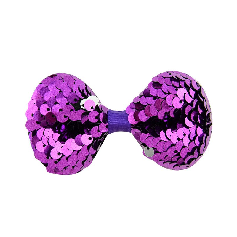Undomed 3.14 "costura lantejoulas glitter arco clipes grampos de cabelo meninas grampos de cabelo do bebê pino de cabelo crianças clipes acessórios de cabelo: ROXO