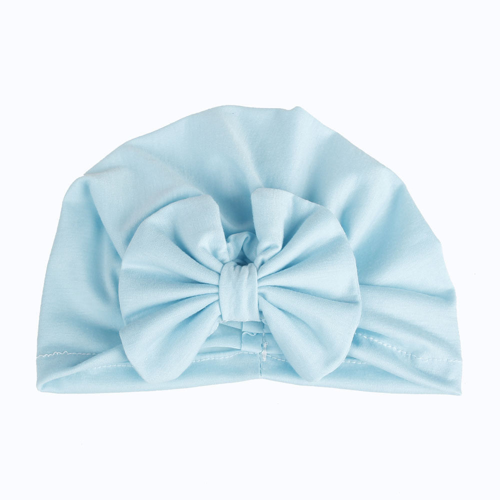 PUDCOCO Mädchen Jungen Baby Kind Bowknot Einfarbig Stretchy Turban Casual Hut Haar Kopf Wrap Kappe: Blau