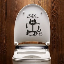 Søde kat shh toilet klistermærker diy badeværelse toilet sæde væg klistermærke hjem dekorative mærkat tegneserie vægindretning plakat kunst klistermærke