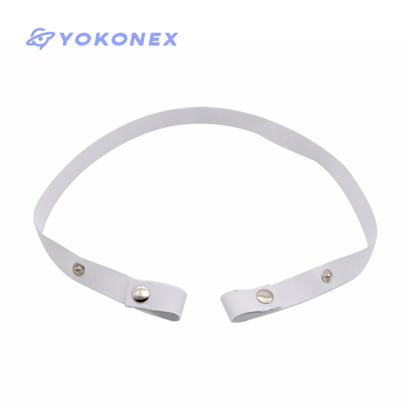 18+ Male chastity cage chastity lock anti-shedding device fixed elastic strap auxiliary strap adjustable scrotum ring sex toy: WHITE