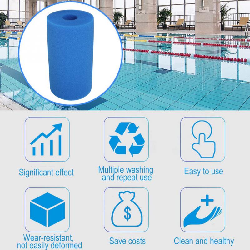 Søjle pool filter skum vaskbar spa holdbar sommersvømning rengøringsværktøj genanvendelige reservedele badekar til intex type b