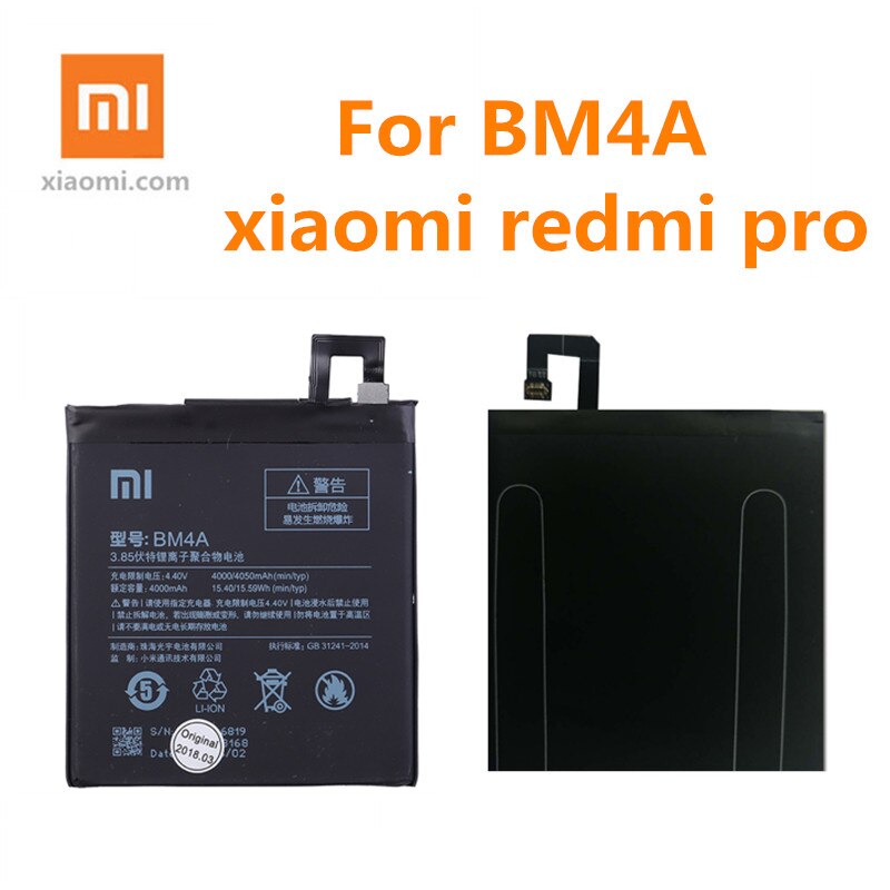 100% Original xiaomi BM4A 4000mAh for xiaomi Redmi Pro battery xiaomi battery 4000mAh BM4A mobile redmi pro phone battery +tools