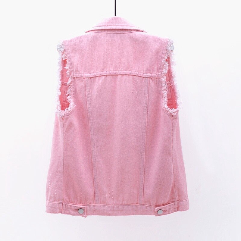 Lila ärmellose Jeansjacke Damen Sommermode einreihige Jeansweste Mantel Vintage passende Jeanswesten Indie Weste