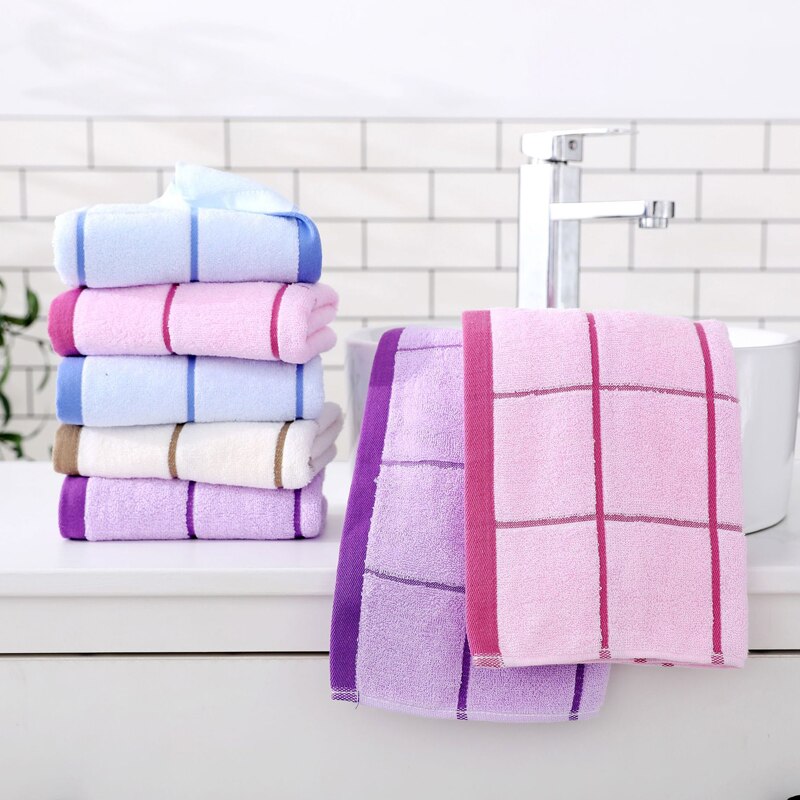 Cotton Face Towel Hand Towel Pink Purple Ivory Blue Wedding Cotton Plaid Bath Towel Face Towel Kitchen Cleanning
