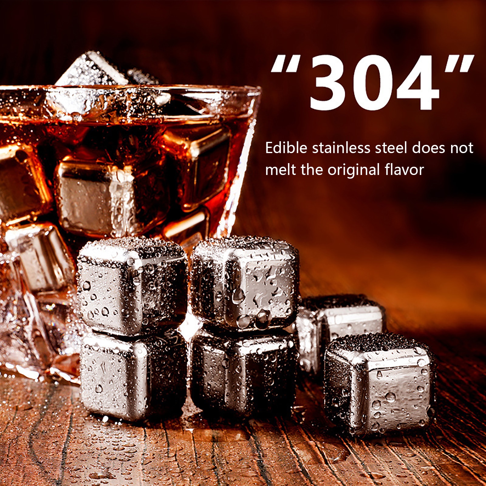 304 Stainless Steel Ice Cubes Simple Physical Cooling Solod Color Luxurious Reusable Clean Beverage Accessory