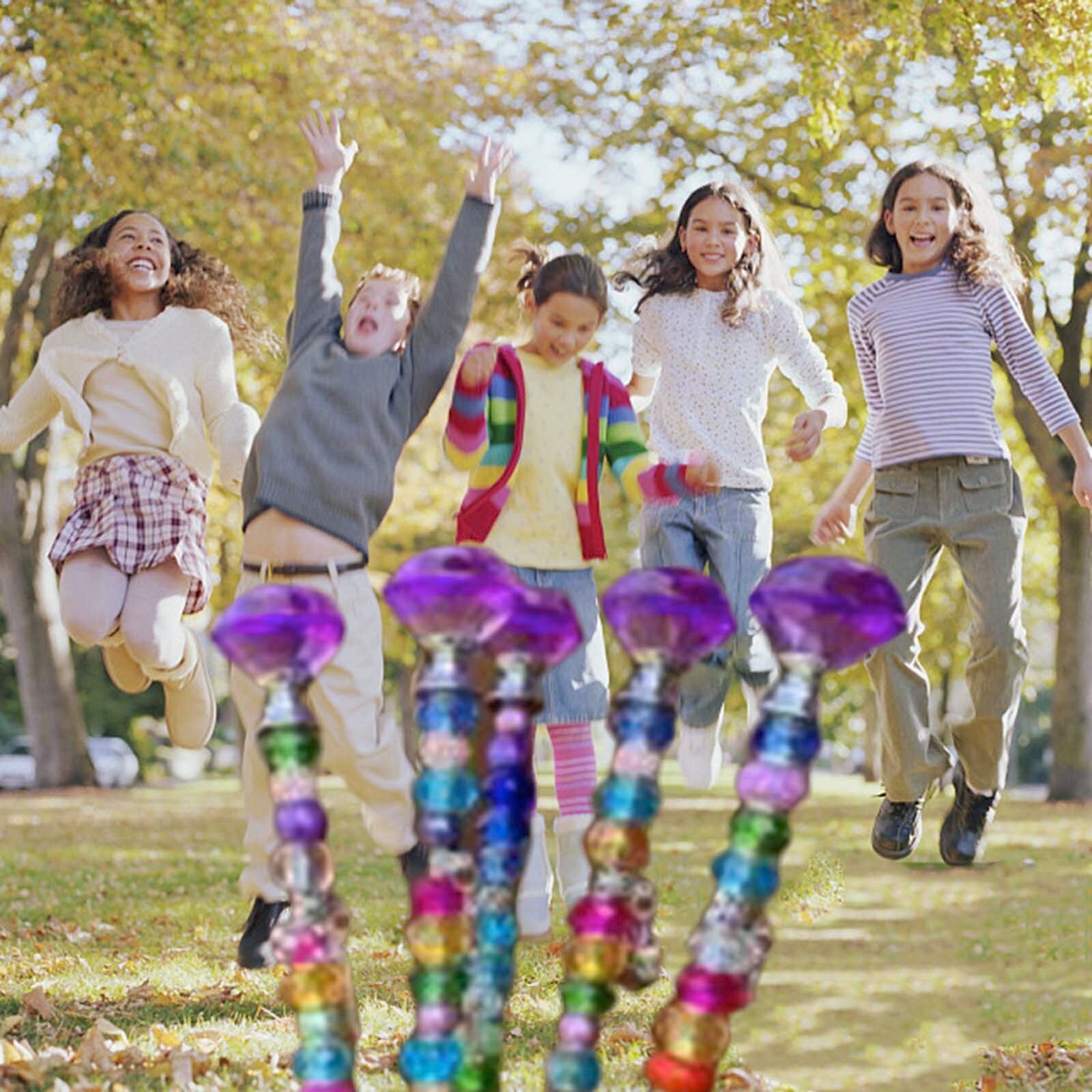 Piquets de jardin de rêve perlés, d'extérieur pour enfants, décoration de cour colorée en cristal arc-en-ciel