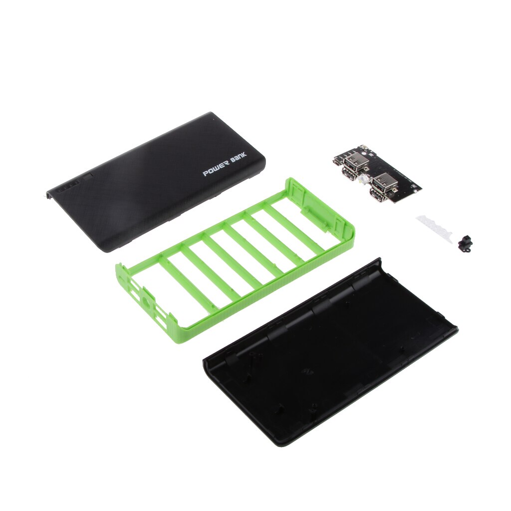 Power Bank Case Kit 18650 Battery Charger Flashlight for Cell Phone-Green