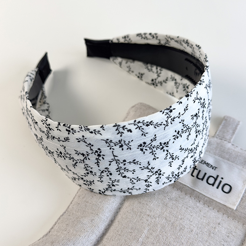 Diademas Retro de lunares blancos y negros con flores pequeñas, diademas con borde ancho, banda para el cabello con temperamento para mujer, aro para el cabello para , tocado de: Lavanda