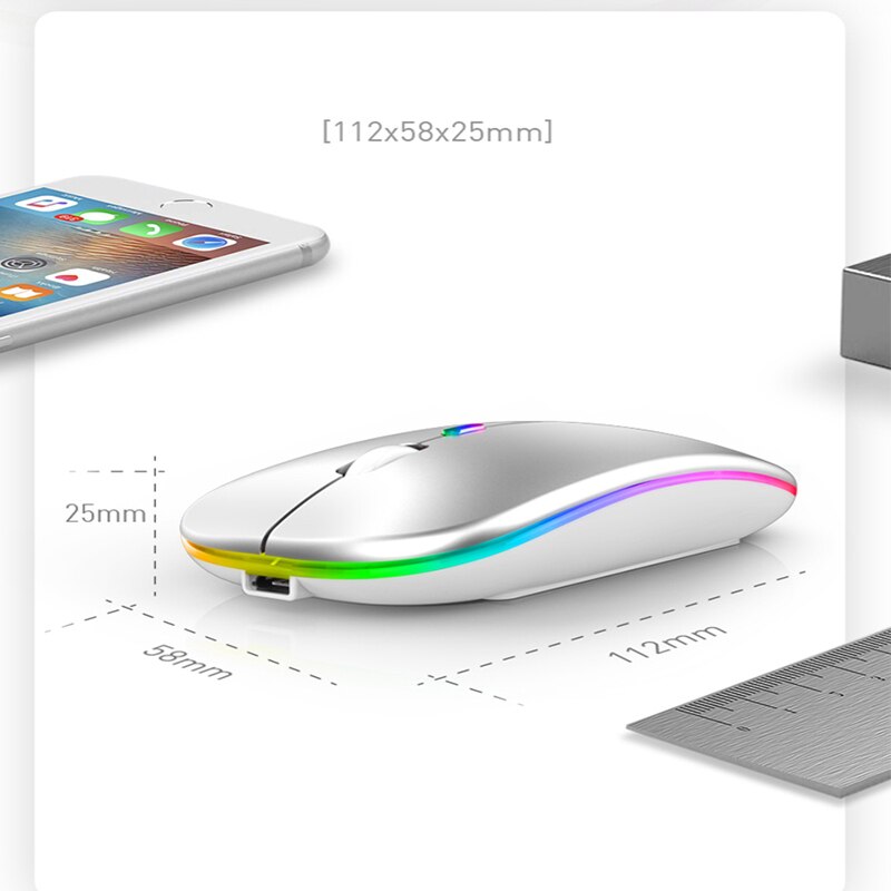 Led-funkmaus, bluetooth, tragbar, mobil, optisch, schlank, leise, drei modi, wiederaufladbar, für laptops