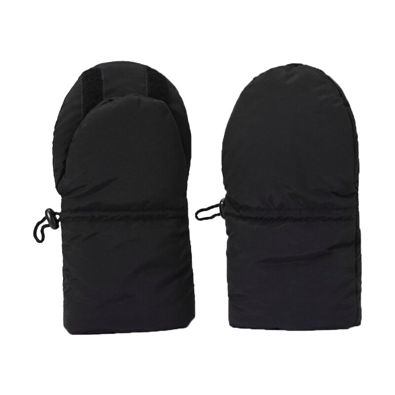Waterproof Universal Winter Warm Baby Stroller Gloves Fleece Mitten Trolleys Pushchair Pram Carriage Hand Muff Cover: Black