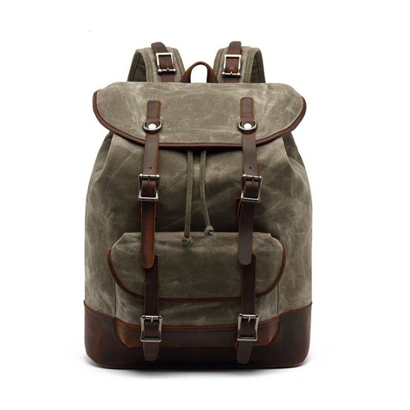 Waterproof Waxed Canvas Backpack Men Rucksack Women bagpack large Travel knapsack