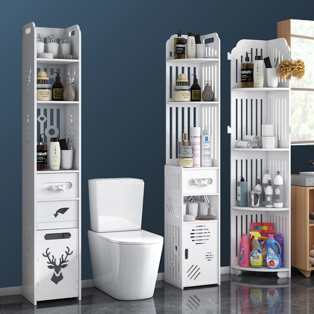 Toilet hjørneskab badeværelse sideskab gulvstående opbevaringshylde vandtæt fugeopbevaring samlede badeværelsesskabe