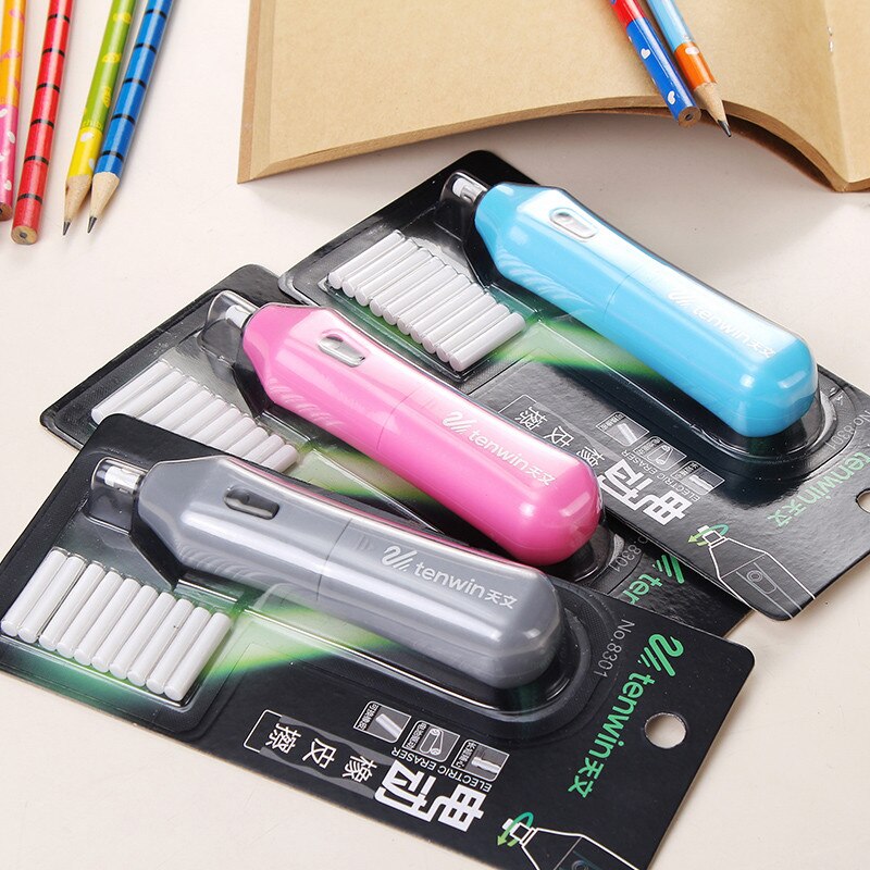Goma eléctrica creativa para niños, goma de alta luz, con batería, borrador automático para bocetos, , suministros escolares