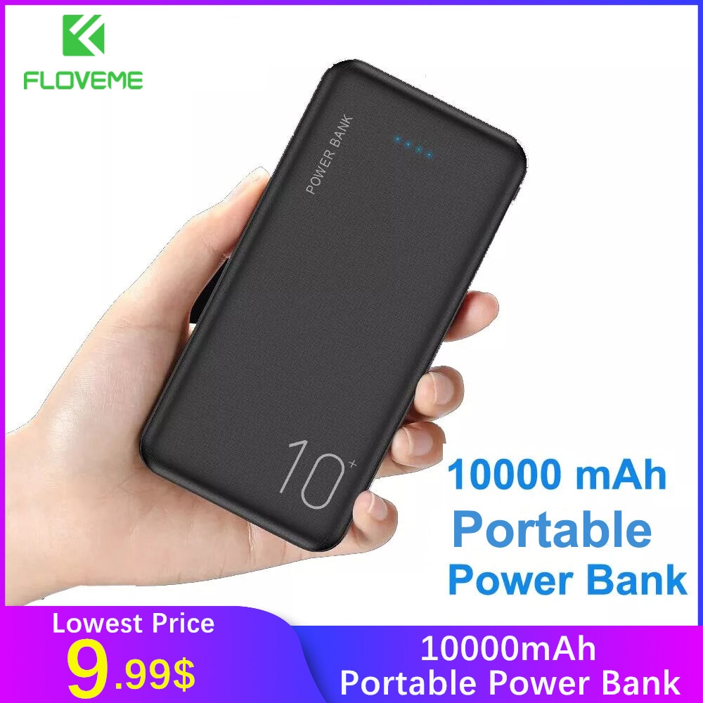 FLOVEME Power Bank 10000 mAh Tragbare Telefon Ladegerät Für iPhone Samsung Xiaomi Huawei Mobile 10000 mAh Externe Batterie Power