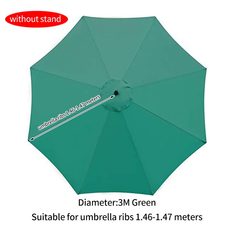 Polyesteri vaihtopäällinen päivänvarjokatoksen aurinkovarjo viileänä patio kotitalouksien sateenvarjo sateenkestävä kangas: 3m vihreää 8- luuta