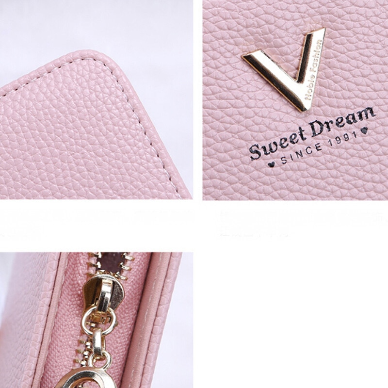 V lettre bracelet femmes longue pochette portefeuille grande capacité portefeuilles femme sac à main dame sacs à main téléphone poche porte-carte Carteras