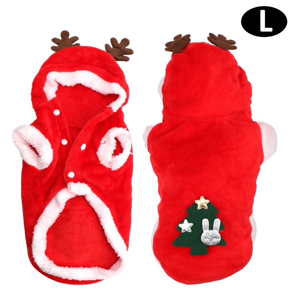 Hilife Kitten Puppy Outfit Hoodie Leuke Cartoon Kleding Warme Hond Kleren Kleine Honden Katten Santa Kostuum Kerst Hond Kleding: L