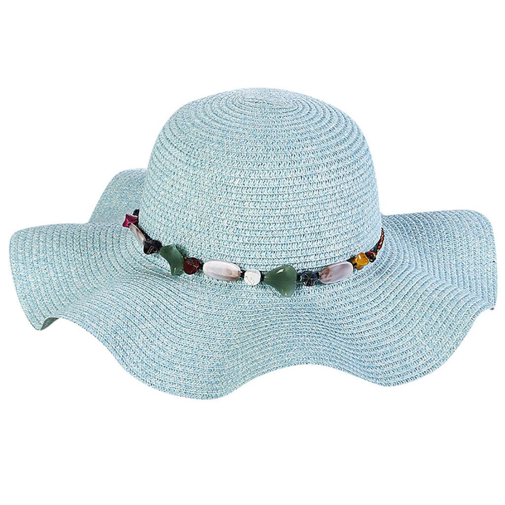 Mode Zomer Cap Voor Vrouwen Grote Brede Rand Strooien Hoed Parel Decoratie Strand Zon Opvouwbare Cap