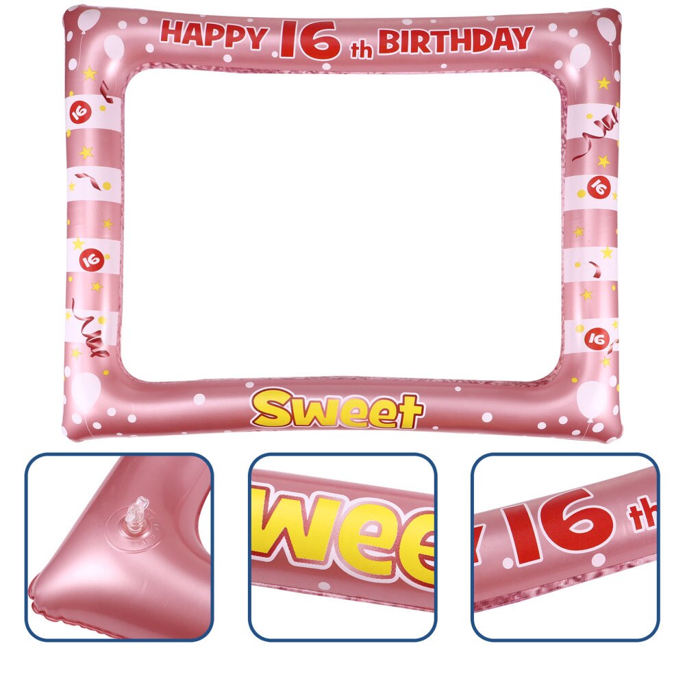 Atrezo para fotografía de de cumpleaños, portarretratos inflable, soporte para mayores de 18 años, 1 ud.: 16 years old