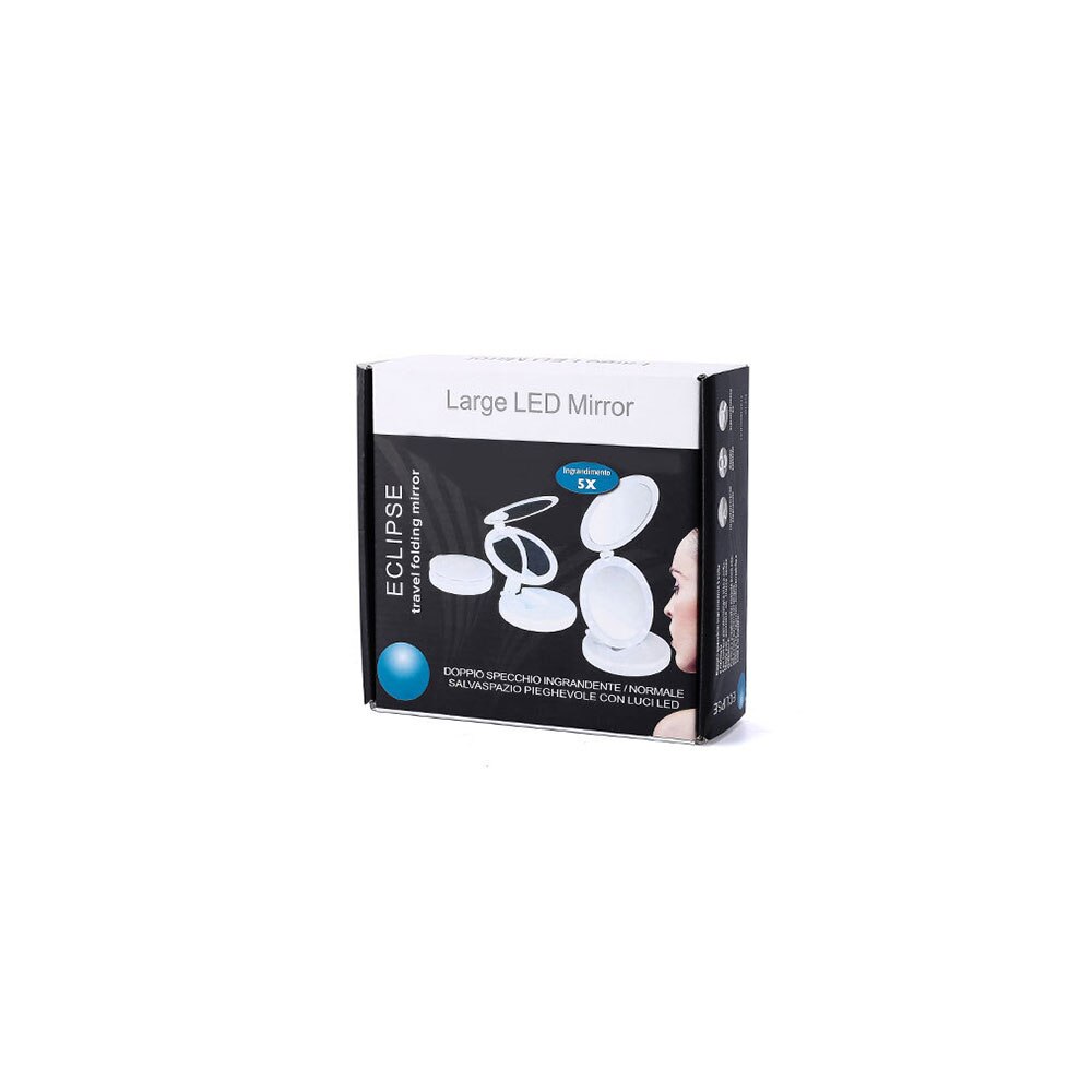 LED Lighted Travel Makeup Mirror Double-sided Adjustable Stand Desk Mirror Tri-fold 5X Magnifying Cosmetic Mirror