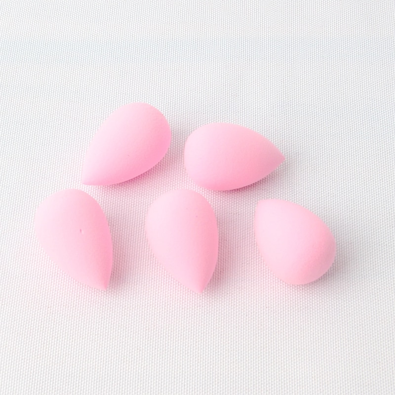 Lote de 5 unidades de esponjas cosméticas de pequeño liso para dedos, esponja para uso en seco y mojado, utensilios de belleza base, Mini esponja de maquillaje BB en forma de gota de agua