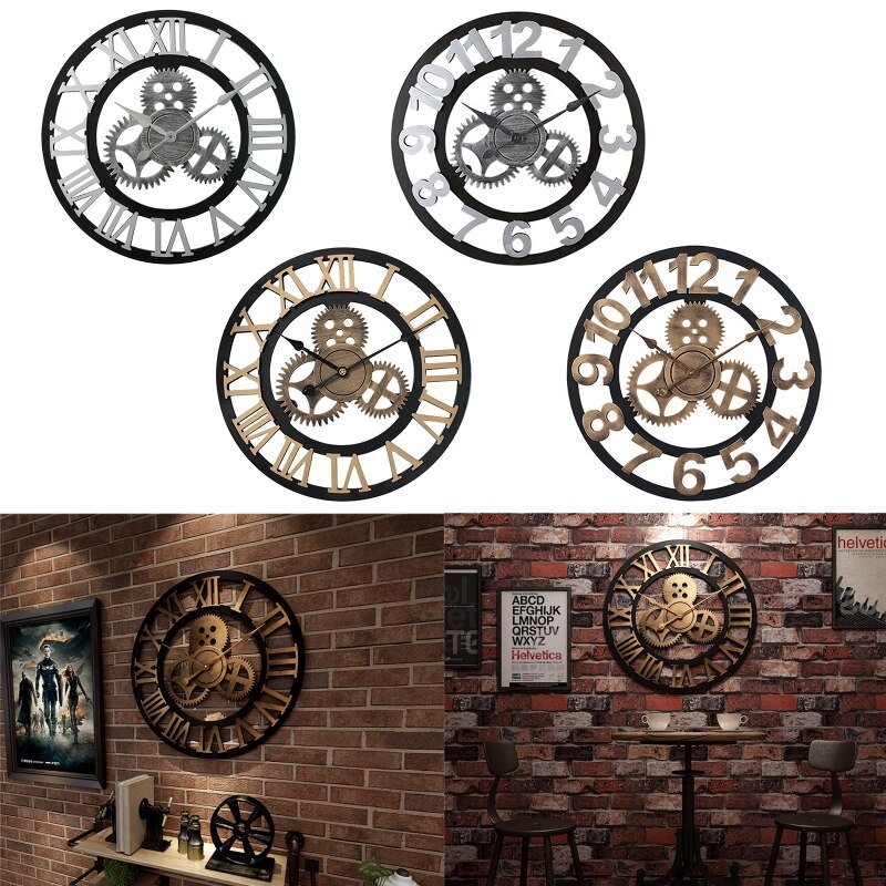 40/50Cm Vintage Stille Wandklok Arabische Romeinse Cijfer Slinger Klokken Voor Woonkamer Slaapkamer Keuken Office Home decor