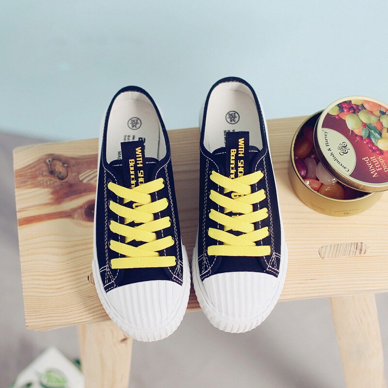 Chinela – chaussures en toile sans lacets pour femmes, semi-pantoufles d'été, baskets blanches plates en Vogue