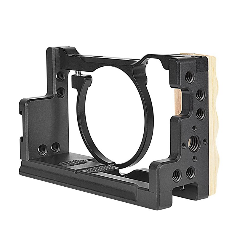 Camera Cage with Wooden Handle Video Gear DSLR Rig Camera Stabilizer for Sony Cyber-Shot DSC-RX100 VI VII RX100M7