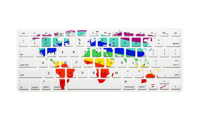 Für Apfel Mac Macbook Profi 13 15 17 Luft 13 Retina 13 UNS Layout Silikon Blume Aufkleber Regenbogen Tastatur Abdeckung tastatur Haut Schutz: Welt Karte