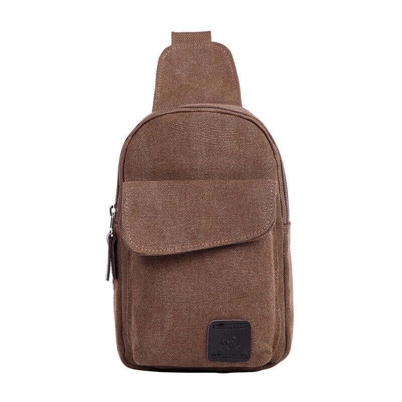 Bolso de viaje de lona para hombre, bolsa de viaje para senderismo, bandolera de hombro, pecho: Coffee