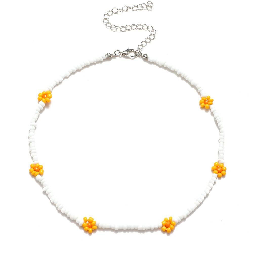EN Korea Lovely Daisy Flowers Choker Necklace Women y2k Beads Necklace Of Women Girl For Party Beach Trendy Jewelry: ENS81285-07