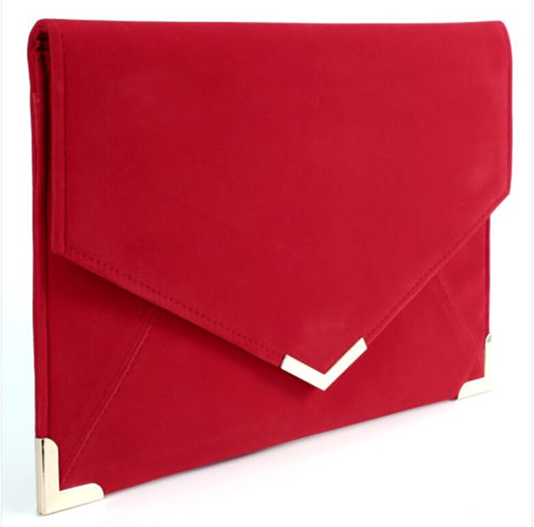 Rød kuvert håndtaske til kvinder koblingstaske sort skuldertasker pungskoblinger aftenfest prom sort koblingspung: Rød
