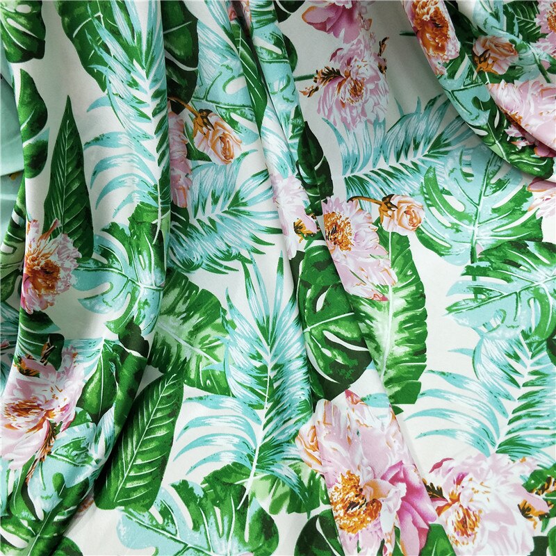 Hawaii stil kjole stof crepe stretchy blank satin stof skjorte tørklæde tekstil polyester: 3