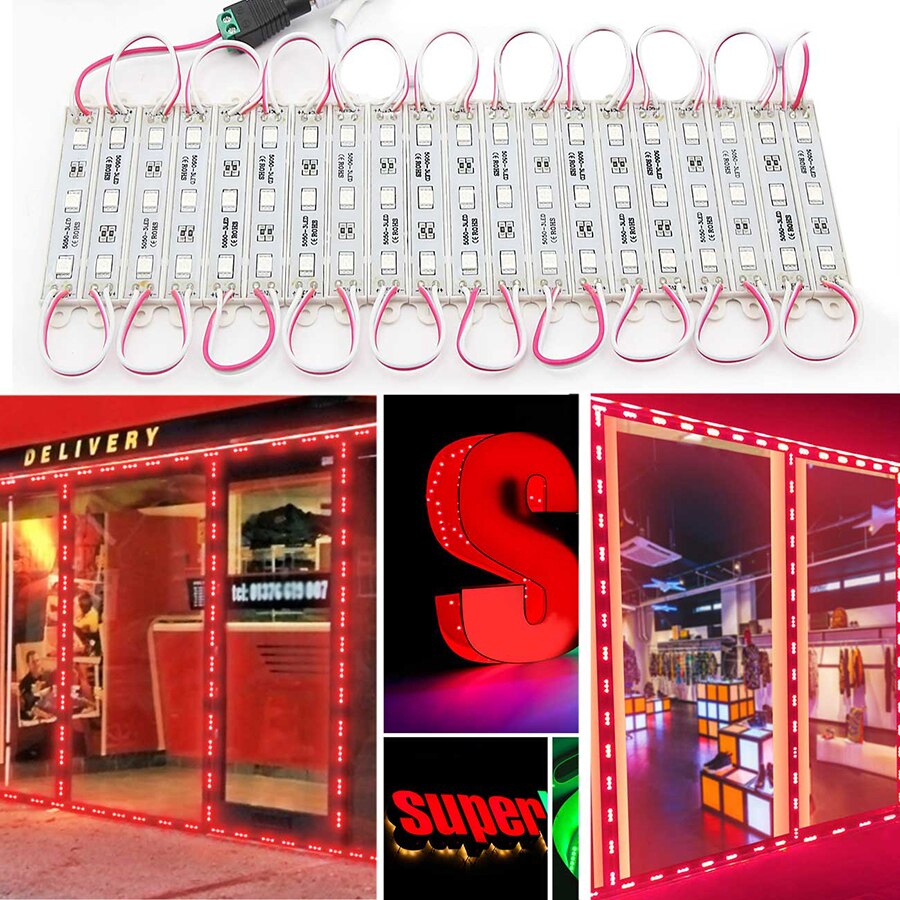 LED Modules Light SMD 5050 3 LED DC12V Waterproof Advertisement Sign Letter Storefront Strip Modules Lamp Light Red Color