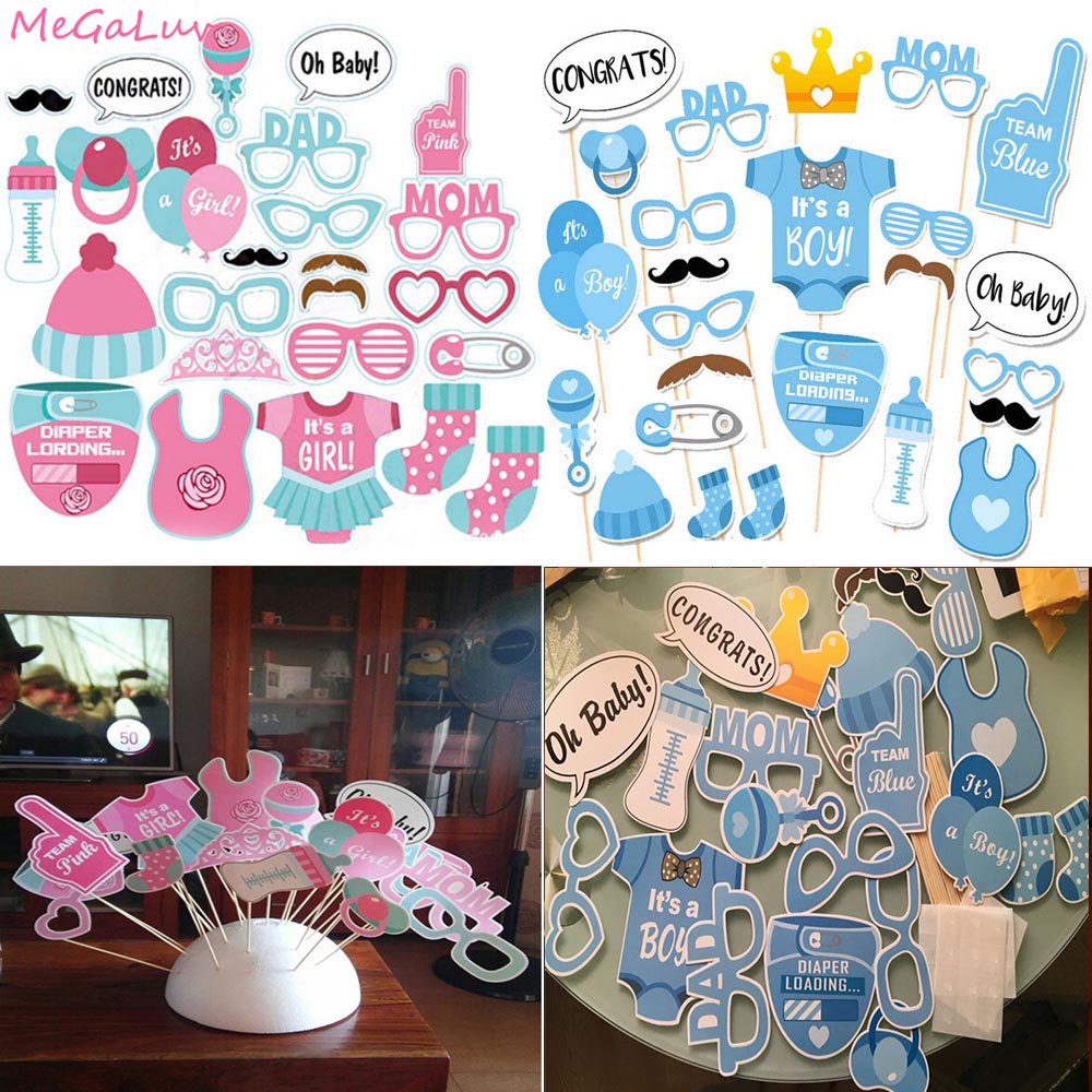 25 stk baby shower decors fotoboks rekvisitter det er en dreng eller pige fest favoriserer fotobooth køn afslører babyshower photobooth