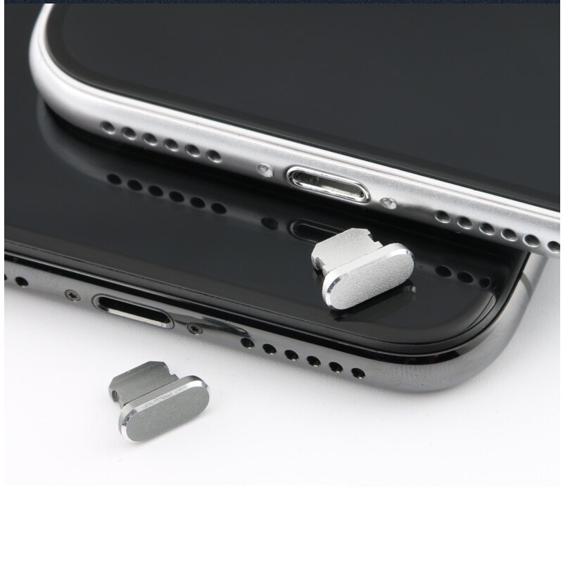 Metal skin pc oplader port anti støv stik til iphone 7 8 x 6s plus hætte stop cover telefon tilbehør universal ladestik