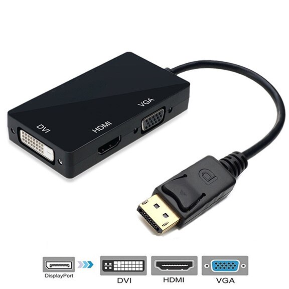 Konsenda Displayport DP Male to DVI HDMI VGA Audio Female Adapter Display Port Cable Converter For Computer Projector TV Monitor: DP to 3 in 1